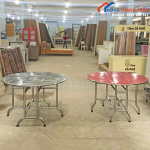 Bàn Inox Tròn Cũ 1M2 Gập Gọn (Nhiều Mẫu)