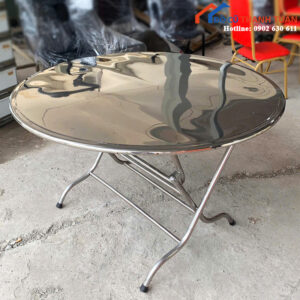 Bàn Ăn Inox Tròn 1M2 Gấp Gọn Cũ Giá Rẻ