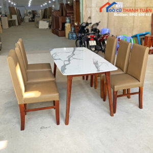 Bộ Bàn Ăn 1M6 Cũ Ghế Bọc Da Đẹp Giá Rẻ (Nhiều Mẫu)