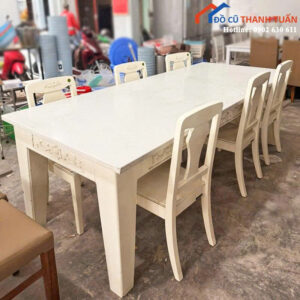 Bộ Bàn Ghế Cũ Màu Trắng Sang Trọng