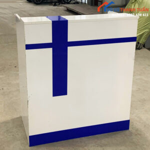 Quầy Lễ Tân Mini Cũ Màu Trắng Kèm Viền Xanh