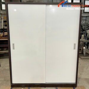 Tủ Áo Cửa Lùa 1M6x2M Gỗ Cũ Màu Trắng Nâu