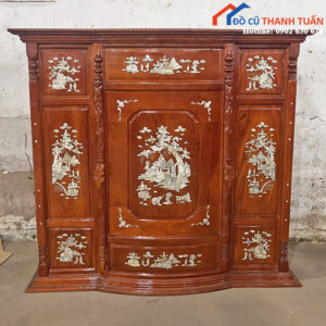 Tủ Thờ Gỗ Tự Nhiên Khảm Họa Tiết Cổ Mới 99%