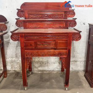 Bàn Thờ Gỗ 3 Tầng Chạm Rồng Sắc Nét Mới 99%