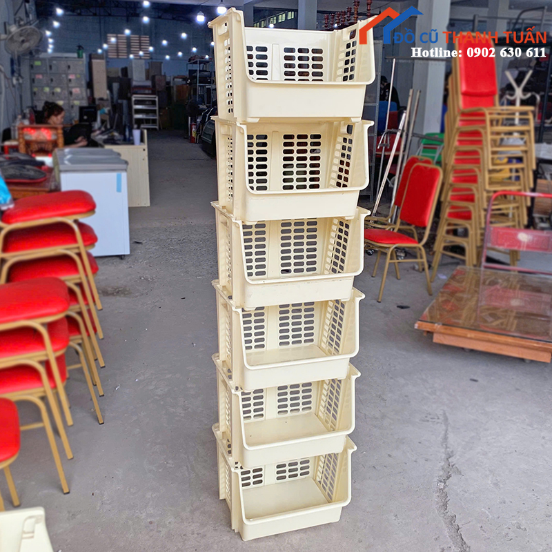 tu-ke-nhua-cu-17 Kệ Rổ Nhựa Cứng Cáp Cũ Giá Rẻ (Nhiều Mẫu)