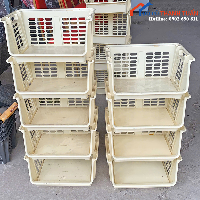 tu-ke-nhua-cu-19 Kệ Rổ Nhựa Cứng Cáp Cũ Giá Rẻ (Nhiều Mẫu)
