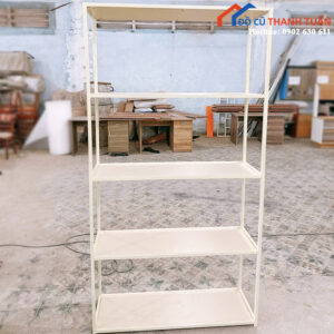Kệ Sắt 4 Tầng Mặt Gỗ Màu Kem Mới 99%