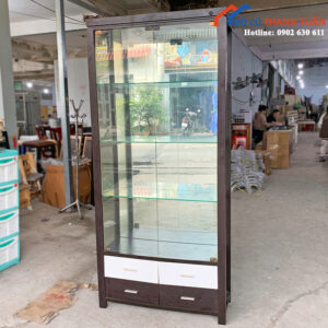 Tủ Gỗ Kính Cũ 3 Ngăn Kéo Trưng Bày Giá Rẻ