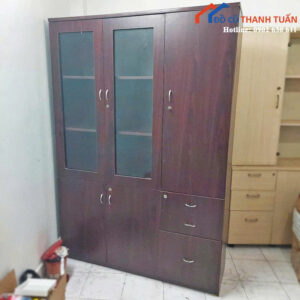 Tủ Hồ Sơ Gỗ Cũ Màu Nâu Sang Trọng
