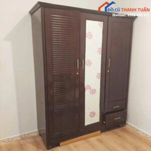 Tủ Quần Áo Gỗ Cũ 3 Cánh Có Gương