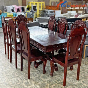 Thanh Lý Bộ Bàn Ăn Gỗ Tràm 8 Ghế Mới 99%