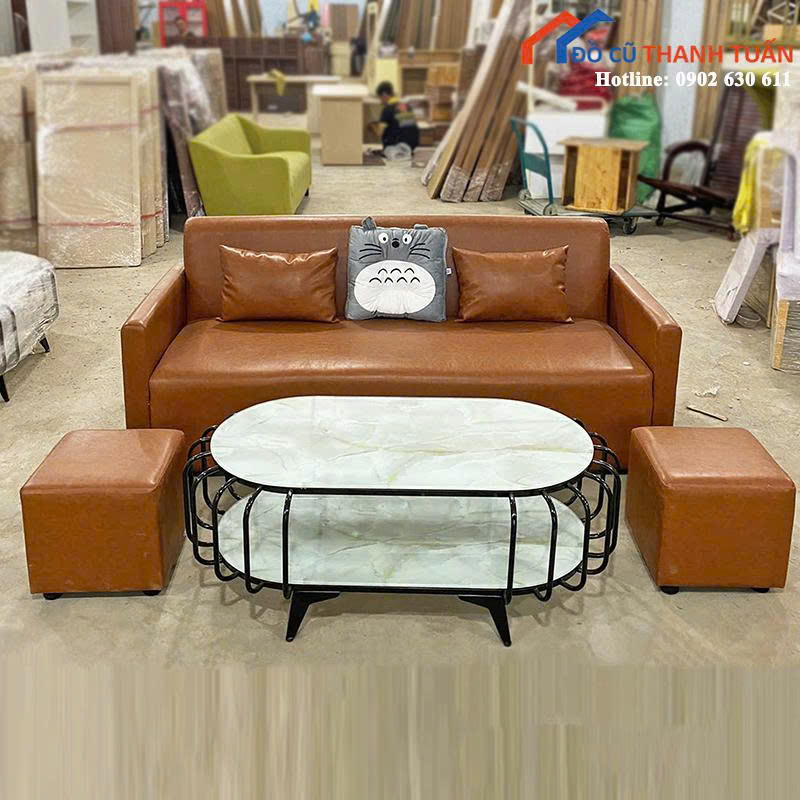 bo-sofa1 Thanh Lý Bộ Sofa 1M8 Da Bò Có Gối Mới 99% (Nhiều Mẫu)