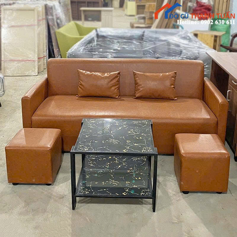 bo-sofa3 Thanh Lý Bộ Sofa 1M8 Da Bò Có Gối Mới 99% (Nhiều Mẫu)