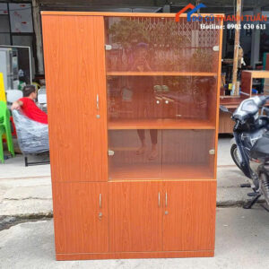 Tủ Hồ Sơ Cũ Màu Nâu Có Kính