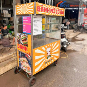 Xe Bán Hàng Inox Cũ Tủ Kính 3 Tầng