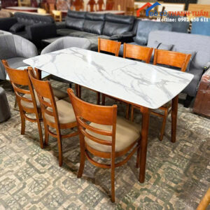 Thanh Lý Bộ Bàn Mặt Gỗ Giả Đá Trắng Mới 99% (Nhiều Mẫu)