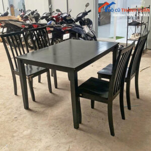 Bộ Bàn Ăn Cũ 1M2X90CM Màu Đen Sang Trọng