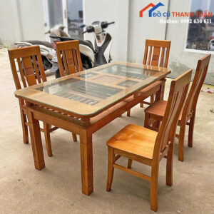 Bộ Bàn Ghế Ăn Gỗ Cũ 1M6 Kiểu Dáng Truyền Thống