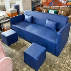 Thanh Lý Bộ Sofa Bọc Da Màu Xanh Mới 99%