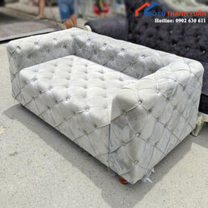 Sofa Cũ Bọc Vải Nhung Mềm Dáng Vuông Gọn