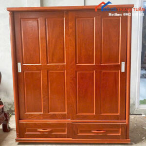 Thanh Lý Tủ Quần Áo Gỗ 1M8 Cửa Lùa Mới 99%