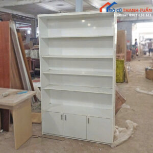 Thanh Lý Tủ Trưng Bày Gỗ 1M2 Màu Trắng Mới 99%