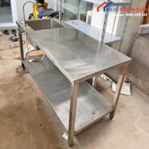 Bồn Rửa Công Nghiệp Inox 2 Tầng Cũ Tiện Lợi
