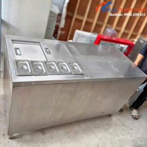 Quầy Pha Chế Inox Cũ Có Thùng Đá Và Ngăn Đựng Topping