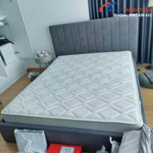 Giường Ngủ Bọc Nệm Cũ 1M6 Màu Xám Hiện Đại