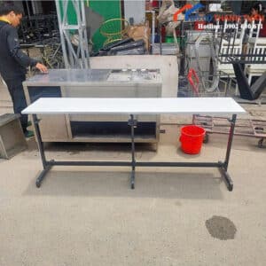 Bàn Làm Việc Cũ Mặt Trắng Chân Sắt Đen Dài Chắc Chắn