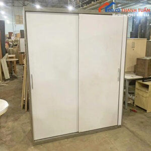 Tủ Áo Cửa Lùa Gỗ 1M56x2M Màu Trắng Cũ