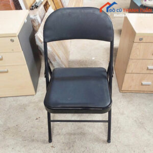 Ghế Xếp Cũ Khung Sắt Bọc Da Màu Đen Giá Rẻ