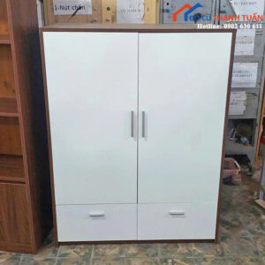 Thanh Lý Tủ Quần Áo Gỗ 2 Cánh Trắng Nhỏ Gọn Mới 99%