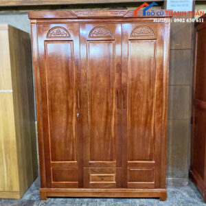 Thanh Lý Tủ Quần Áo Gỗ Xoan Đào 3 Cánh 1M6x2M Mới 99%
