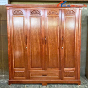 Thanh Lý Tủ Quần Áo Gỗ Xoan Đào 4 Cánh 1M8x2M Mới 99%