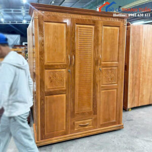 Thanh Lý Tủ Quần Áo Gỗ Tự Nhiên Cổ Điển Mới 99%