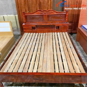Giường Ngủ Gỗ 1M6X2M Chạm Khắc Tinh Xảo Mới 99%
