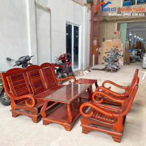 Bộ Salon Căm Xe Gõ Đỏ Cũ Thiết Kế Sang Trọng
