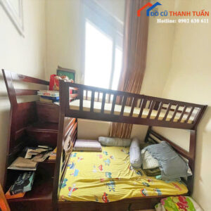 Giường Tầng Gỗ Cũ 1M93X1M4 Có Cầu Thang Tiện Lợi