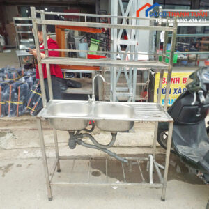 Bồn Rửa Đôi Inox Liền Kệ Cũ Tiện Dụng