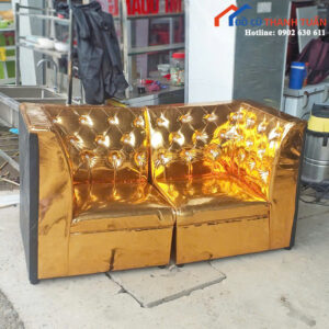 Sofa Cũ Da Bóng Màu Vàng Thiết Kế Sang Trọng