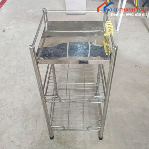 Kệ Inox 3 Tầng Cũ Chắc Chắn Tiết Kiệm Không Gian