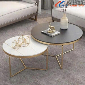 Thanh Lý Bàn Trà Đôi Mặt Đá Tròn Sang Trọng Mới 99%