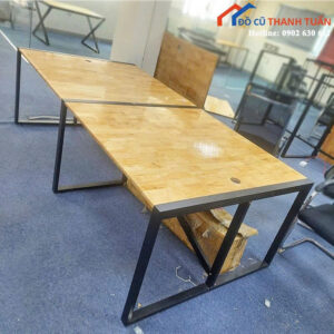 Bàn Họp Cũ 1M2x2M4 Chân Sắt Mặt Gỗ Cao Su Giá Tốt