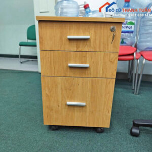 Tủ Hồ Sơ Gỗ Di Động Cũ 3 Ngăn Màu Nâu Tiện Dụng