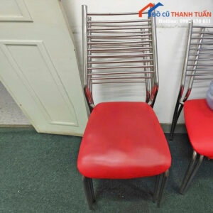 Ghế Ăn Inox Cũ Bọc Nệm Màu Đỏ Tựa Lưng Giá Rẻ