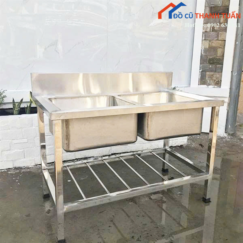 2TR550 Bồn Rửa Chén Inox Có Kệ Chắc Chắn Mới 99% (Nhiều Mẫu)
