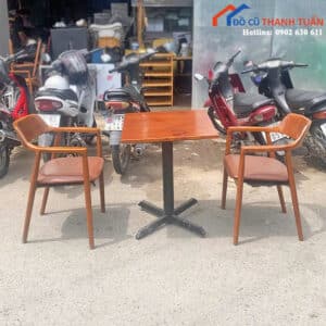 Bộ Bàn Ghế Cafe Gỗ Cũ Lưng Tựa Bo Cong (Nhiều Mẫu)