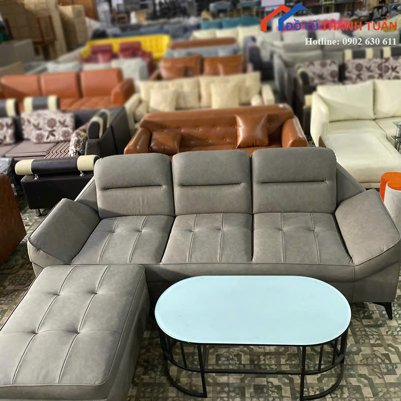 moi-sofa-khung-go-xam-loang-2 Bộ Sofa Bọc Da Thiết Kế Sang Trọng Mới 99% (Nhiều Mẫu)