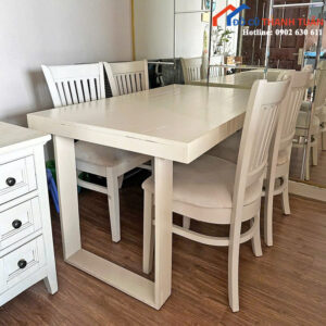 Bộ Bàn Ghế Ăn Cũ Màu Trắng Sang Trọng Giá Tốt